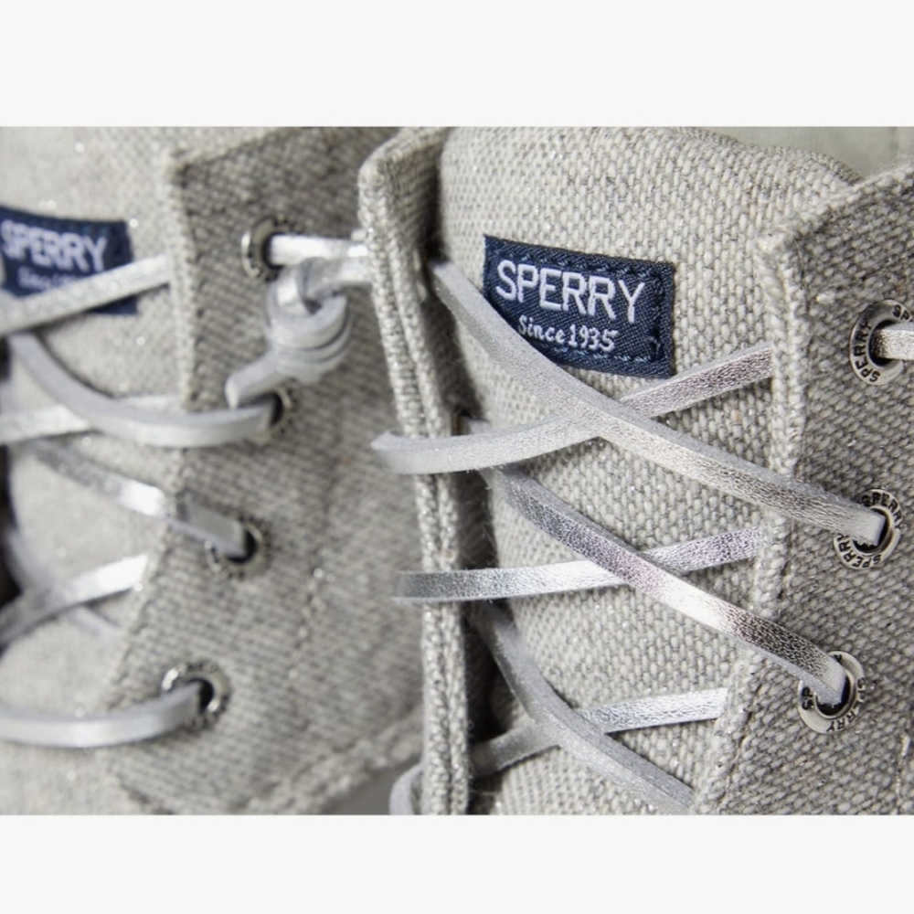 🆕 Sperry Topsider Core Saltwater Rain Duck Boots Grey Silver Iridescent Kids - Picture 6 of 16